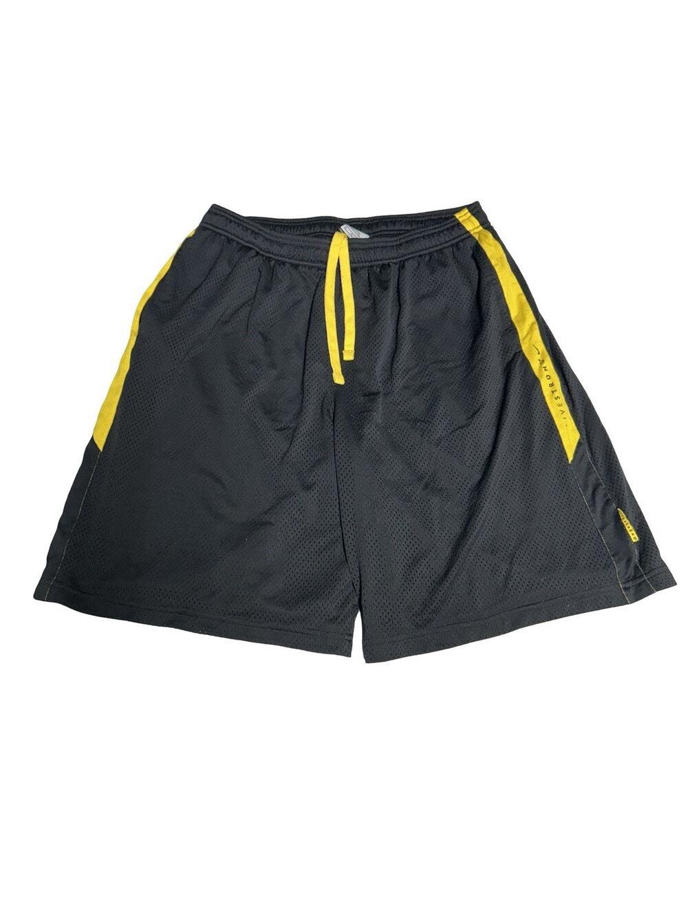 Nike Dri-FIT Athletic Basketball Shorts Men’s XL Black Yellow Drawstring Mesh